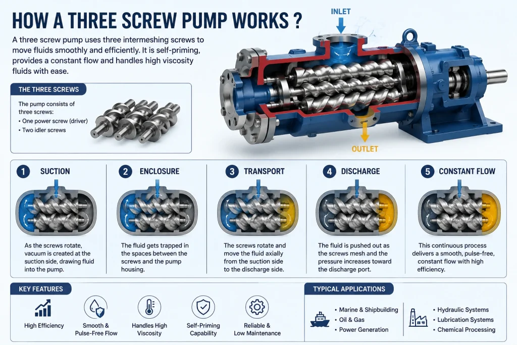 Three Screw Pump Working explained